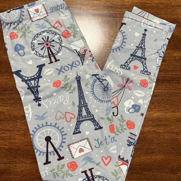 Other - New Kids Girls 2 Pack Butter Soft Leggings Paris Holiday Christmas Sz Small 2-6